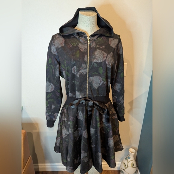 Designer Blackbird Studios Floral Hooded Tunic Jacket  Size 1x- Fits XL 0x - Picture 7 of 13
